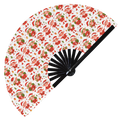 Cute Christmas Elf Pattern Bamboo Hand Fan