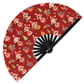 Cute Christmas Elf Pattern Bamboo Hand Fan