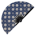 Cute Christmas Snowflakes Pattern Bamboo Hand Fan