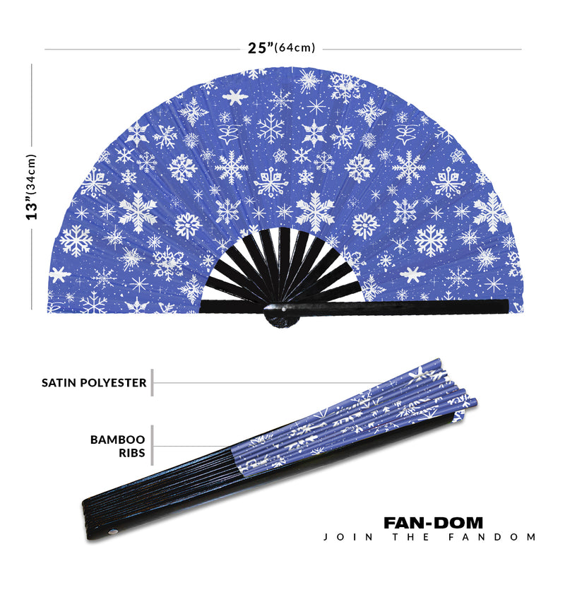 Cute Christmas Snowflakes Pattern Bamboo Hand Fan