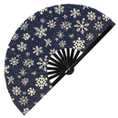 Cute Christmas Snowflakes Pattern Bamboo Hand Fan