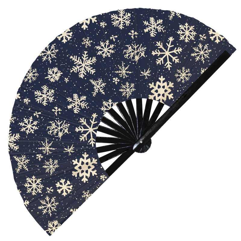 Cute Christmas Snowflakes Pattern Bamboo Hand Fan