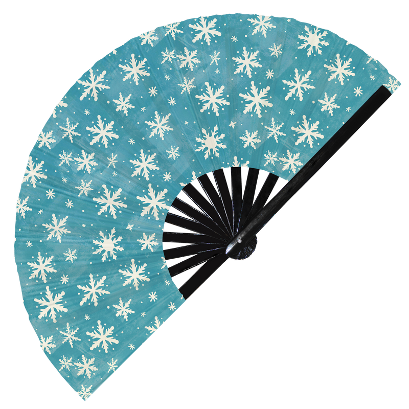 Cute Christmas Snowflakes Pattern Bamboo Hand Fan