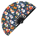 Cute Christmas Snowman Pattern Bamboo Hand Fan