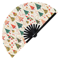 Cute Christmas Tree Pattern Bamboo Hand Fan