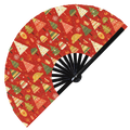 Cute Christmas Tree Pattern Bamboo Hand Fan