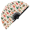 Cute Christmas Tree Pattern Bamboo Hand Fan