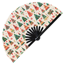 Cute Christmas Tree Pattern Bamboo Hand Fan