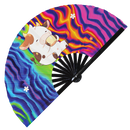 Cute Funny Cow Drinking Coffee Bamboo Hand Fan