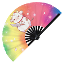 Cute Funny Cow Holding Knife Bamboo Hand Fan