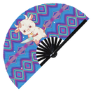 Cute Funny Cow Holding Knife Bamboo Hand Fan