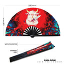 Cute Funny Cow Holding Knife Bamboo Hand Fan