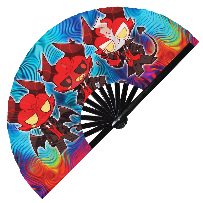 Cute Devil Cartoon Chibi | foldable bamboo gifts Festival accessories Rave handheld event Clack Hand Fan