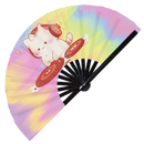 Cute Dj Cat Chibi Cartoons hand fan foldable bamboo circuit rave hand fans party gear gifts music festival accessories