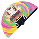 Cute Dj Cat Bamboo Hand Fan