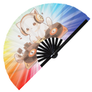 Cute Dj Cat Bamboo Hand Fan