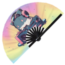 Cute Dj Cat Bamboo Hand Fan