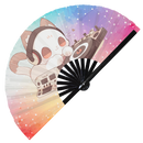 Cute Dj Cat Bamboo Hand Fan