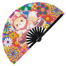 Cute Dj Dog Bamboo Hand Fan