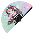 Cute Dj Dog Bamboo Hand Fan