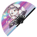 Cute Dj Dog Bamboo Hand Fan
