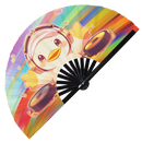 Cute Dj Duck Bamboo Hand Fan