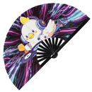 Cute Dj Duck Funny Cartoon Party Ducklings | Hand Fan foldable bamboo gifts Festival accessories Rave handheld event Clack fans