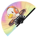 Cute Dj Duck Funny Cartoon Party Ducklings | Hand Fan foldable bamboo gifts Festival accessories Rave handheld event Clack fans