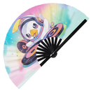 Cute Dj Duck Bamboo Hand Fan