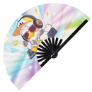 Cute Dj Duck Bamboo Hand Fan
