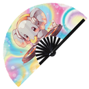 Cute Dj Elephant Bamboo Hand Fan