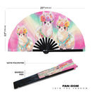Cute Chibi Cartoon Llama Bamboo Hand Fan