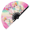 Cute Chibi Cartoon Llama Bamboo Hand Fan