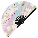 Cute Chibi Cartoon Llama Bamboo Hand Fan