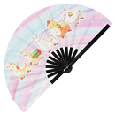 Cute Chibi Cartoon Llama Bamboo Hand Fan