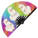 Cute Chibi Cartoon Llama Bamboo Hand Fan