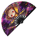 Cute Dj Monkey Bamboo Hand Fan