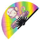 Cute Dj Monkey Bamboo Hand Fan