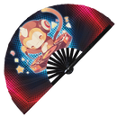Cute Dj Monkey Bamboo Hand Fan