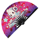 Cute Dj Monkey Bamboo Hand Fan