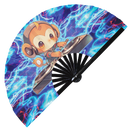 Cute Dj Monkey Bamboo Hand Fan
