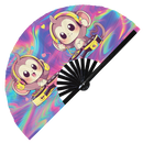Cute Dj Monkey Bamboo Hand Fan