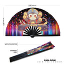 Cute Dj Monkey Bamboo Hand Fan