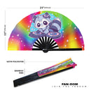 Cute Dj Party Racoon Bamboo Hand Fan