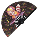 Cute Dj Party Racoon Bamboo Hand Fan