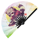 Cute Dj Party Racoon Bamboo Hand Fan