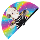 Cute Dj Sheep Party Lamb | Hand Fan foldable bamboo gifts Festival accessories Rave handheld event Clack fan