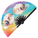 Cute Dj Sheep Party Lamb Bamboo Hand Fan