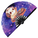 Cute Dj Party Sloth Bamboo Hand Fan