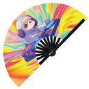 Cute Dj Party Sloth Bamboo Hand Fan